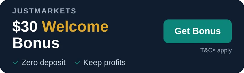 JustMarkets $30 welcome bonus